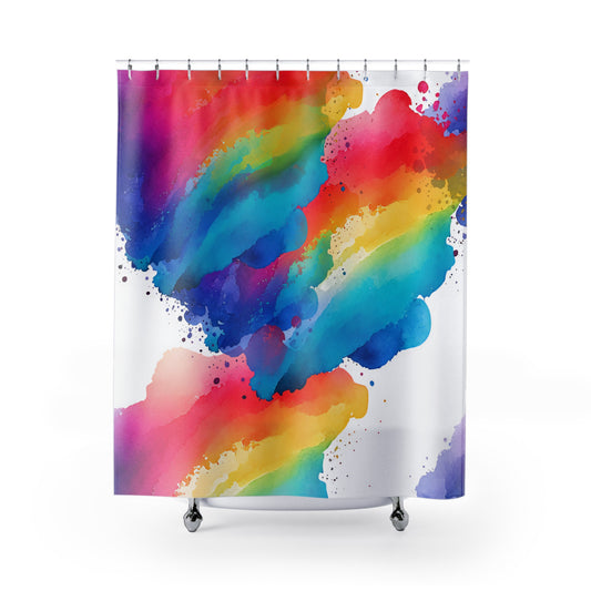 Vibrant Watercolor Shower Curtain, Colorful Bathroom Decor, Boho Style, Modern Art, Gift for Homeowners, Vibrant Bathroom Makeover