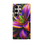 Floral Neon Tough Phone Case — Vivid Purple & Orange Lily Protective Cover
