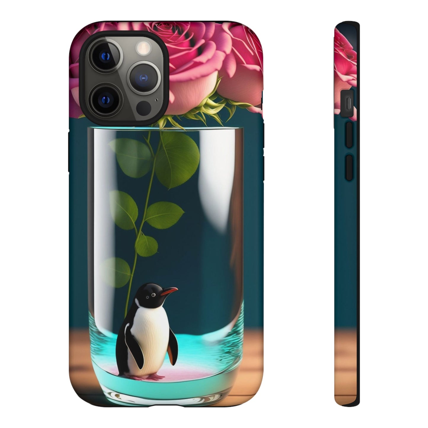 Penguin in a Glass Floral Tough Phone Case — Cute Protective Phone Cover