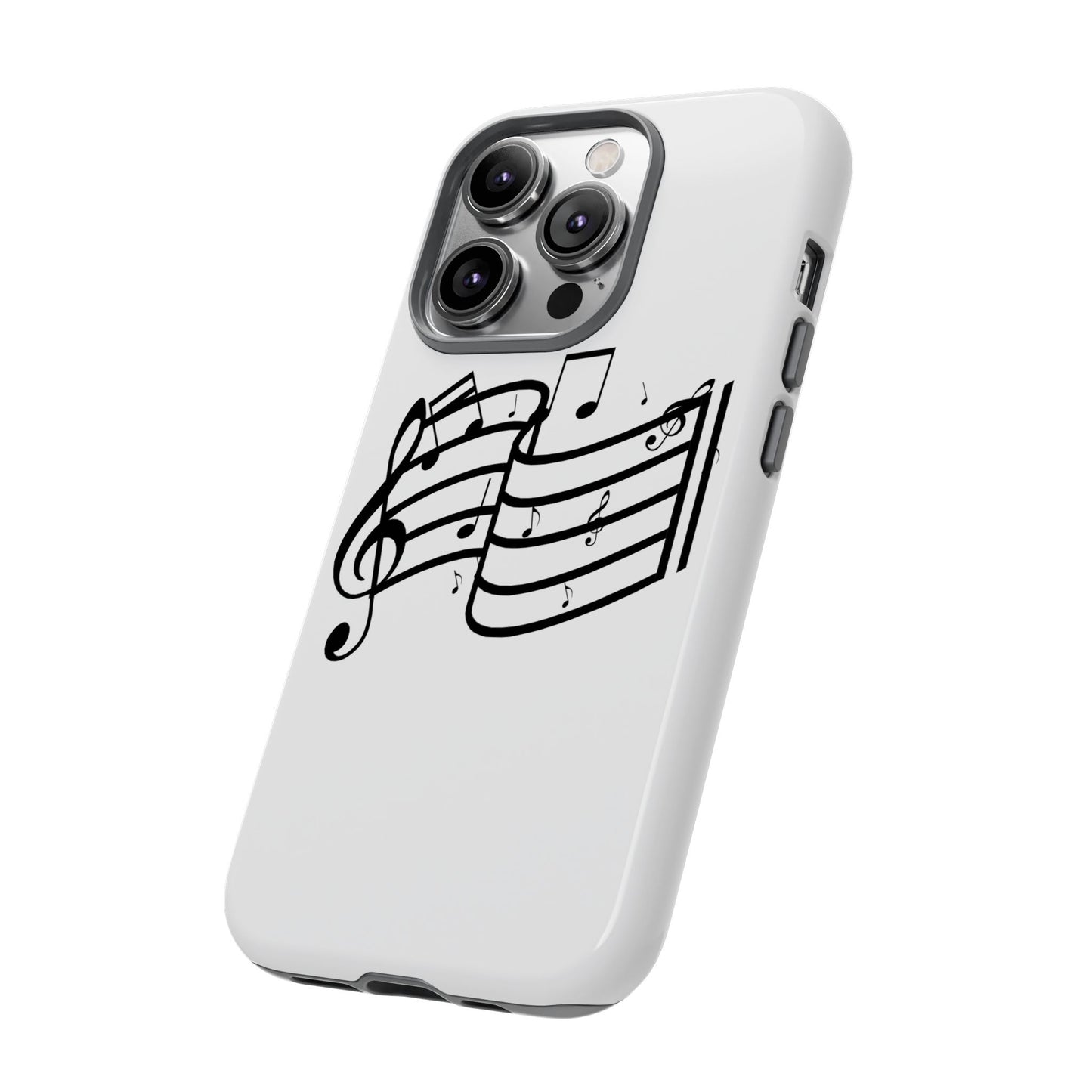 Musical Notes Phone Case — Black Treble Clef Music Staff Tough Case