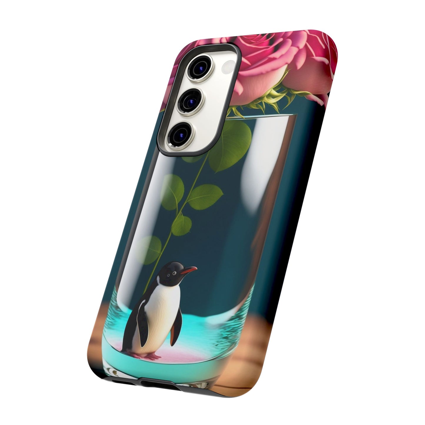 Penguin in a Glass Floral Tough Phone Case — Cute Protective Phone Cover