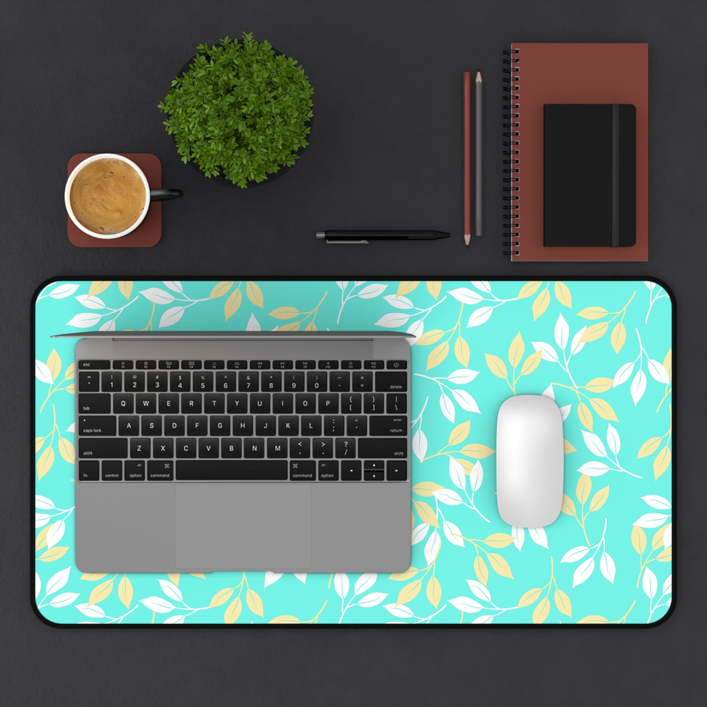 Botanical Desk Mat for Home Office, Leafy Desk Pad, Cute Work Accessory, Floral Mouse Mat, Gift for Students, Greenery Decor