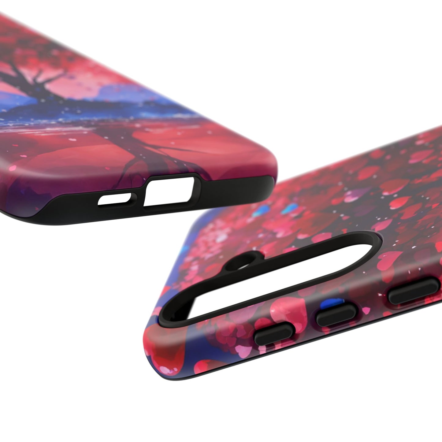 Heart Tree Phone Case — Romantic Red & Blue Protective Tough Case