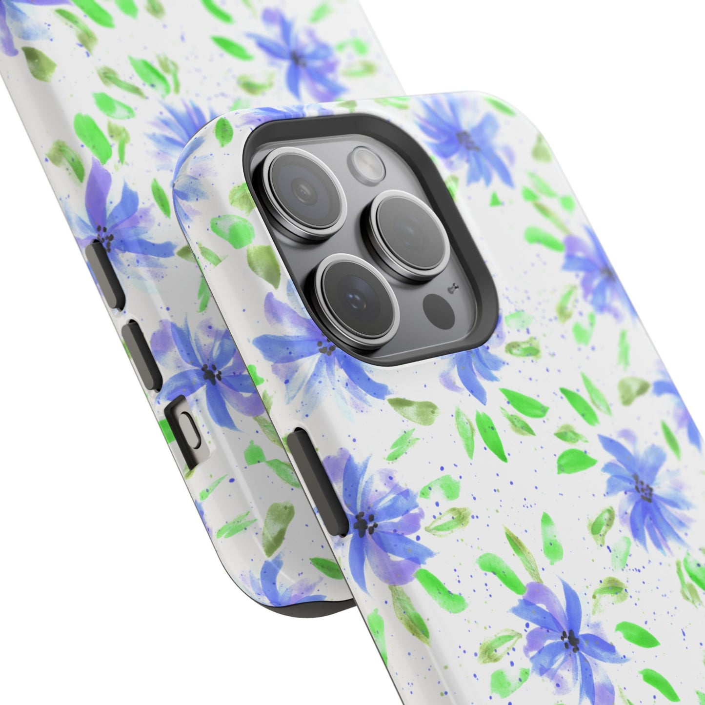 Floral Blue Watercolor Phone Case — Magnetic Impact-Resistant