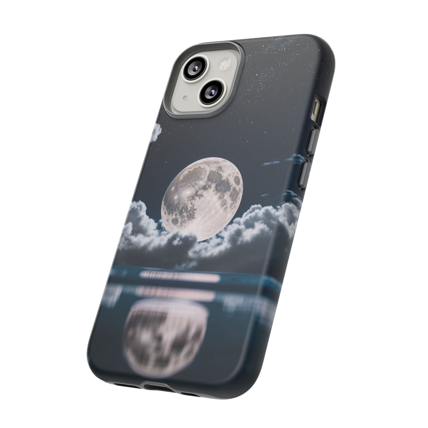 Moonlit Reflection Phone Case — Night Sky Moon & Clouds Tough Case