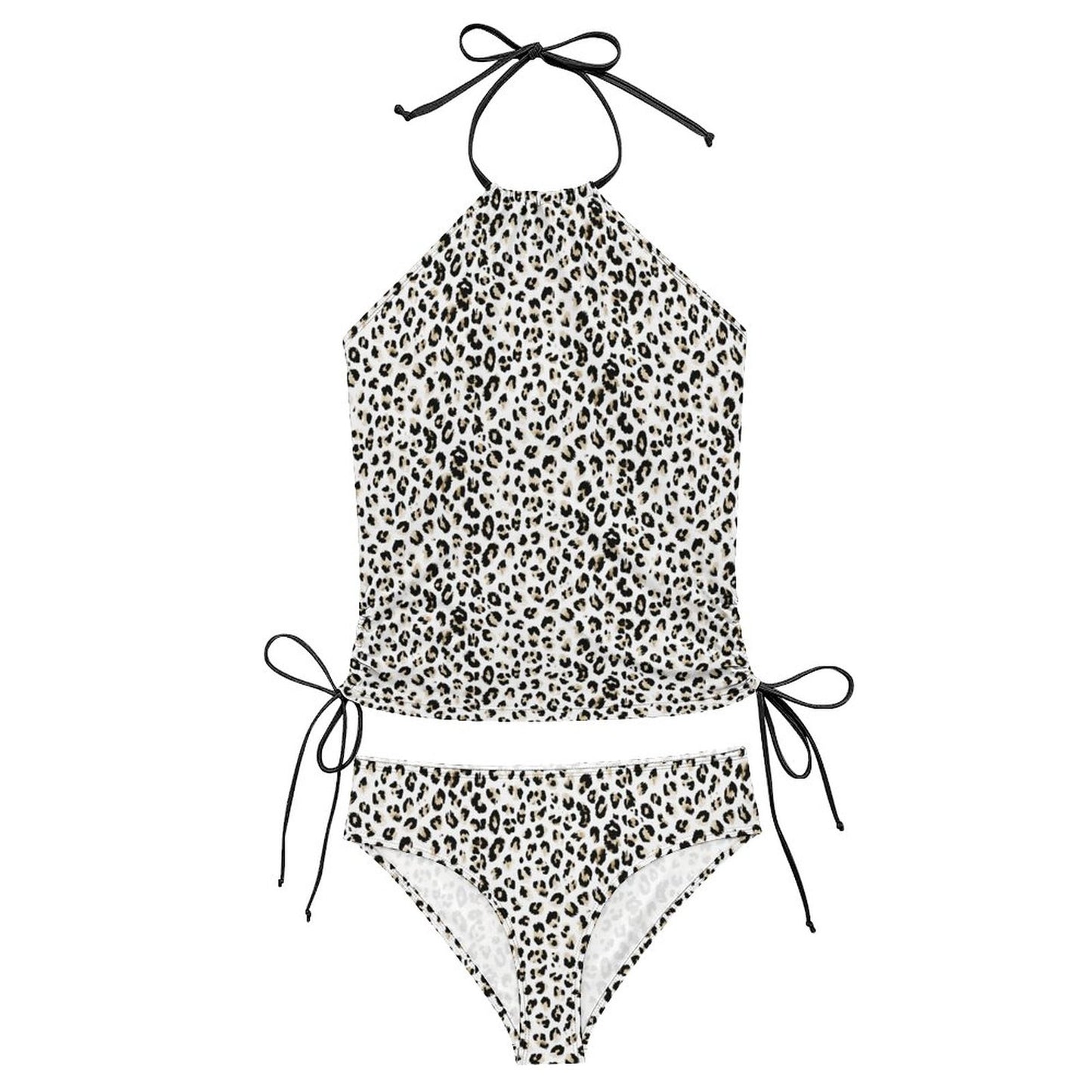 2-Piece Women's Tankini Set with High Neck Halter Top