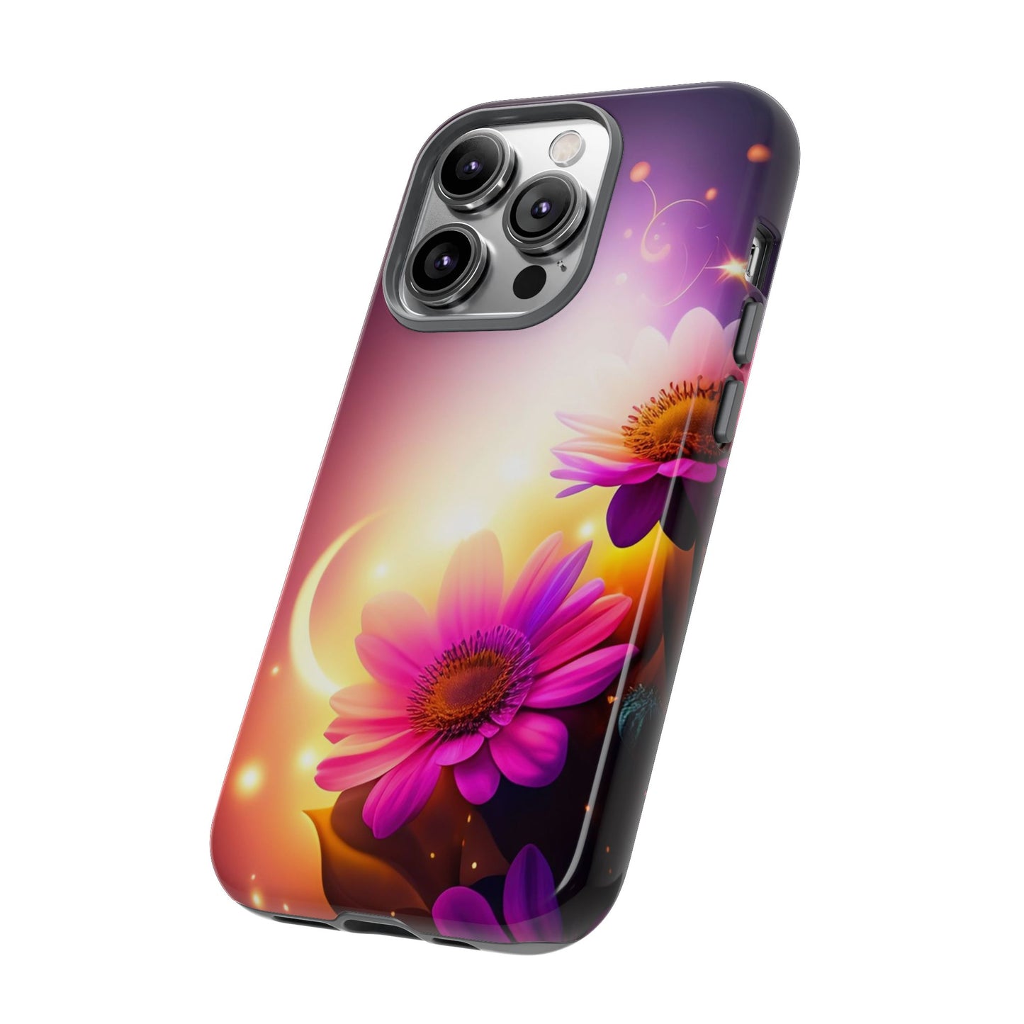 Floral Moonlight Phone Case – Purple Daisy Protective Cover
