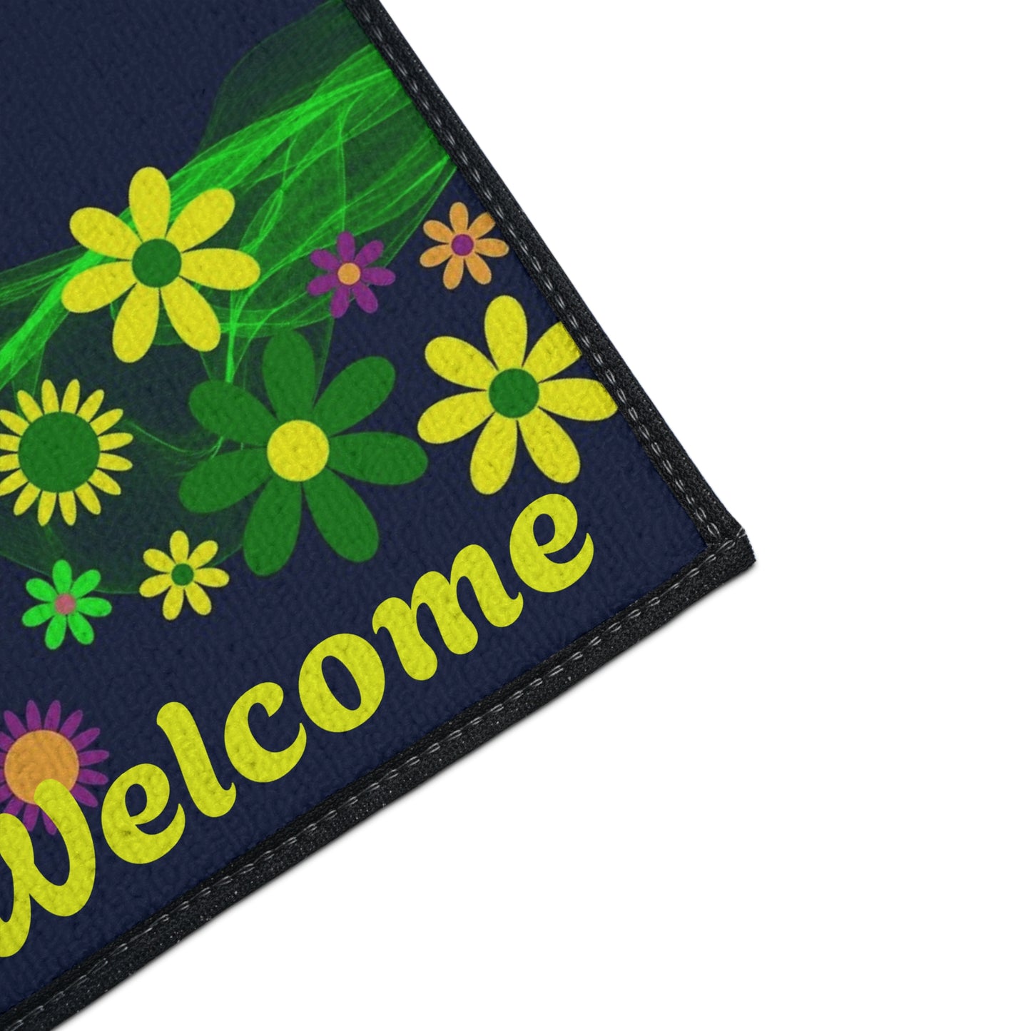 Welcome Floral Heavy-Duty Floor Mat — Colorful Spring Flowers Door Mat