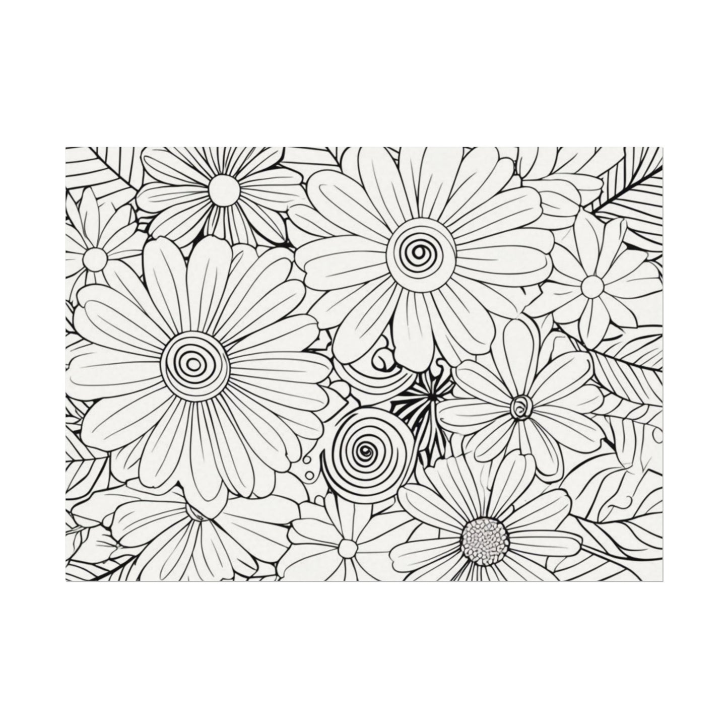 COLOR IT YOURSELF Floral Line Art Poster — Textured Matte Print
