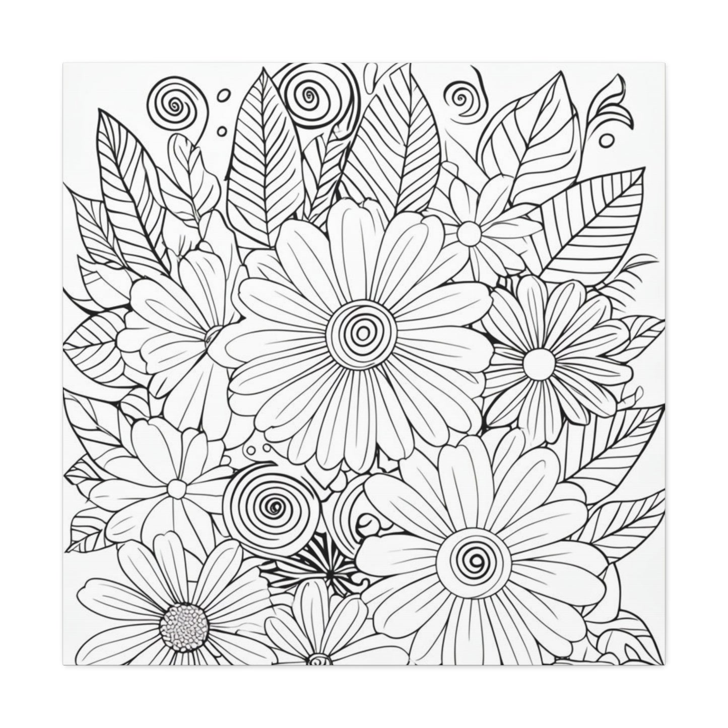 COLOR IT YOURSELF Floral Doodle Canvas Art — Black & White Bouquet Stretched Canvas