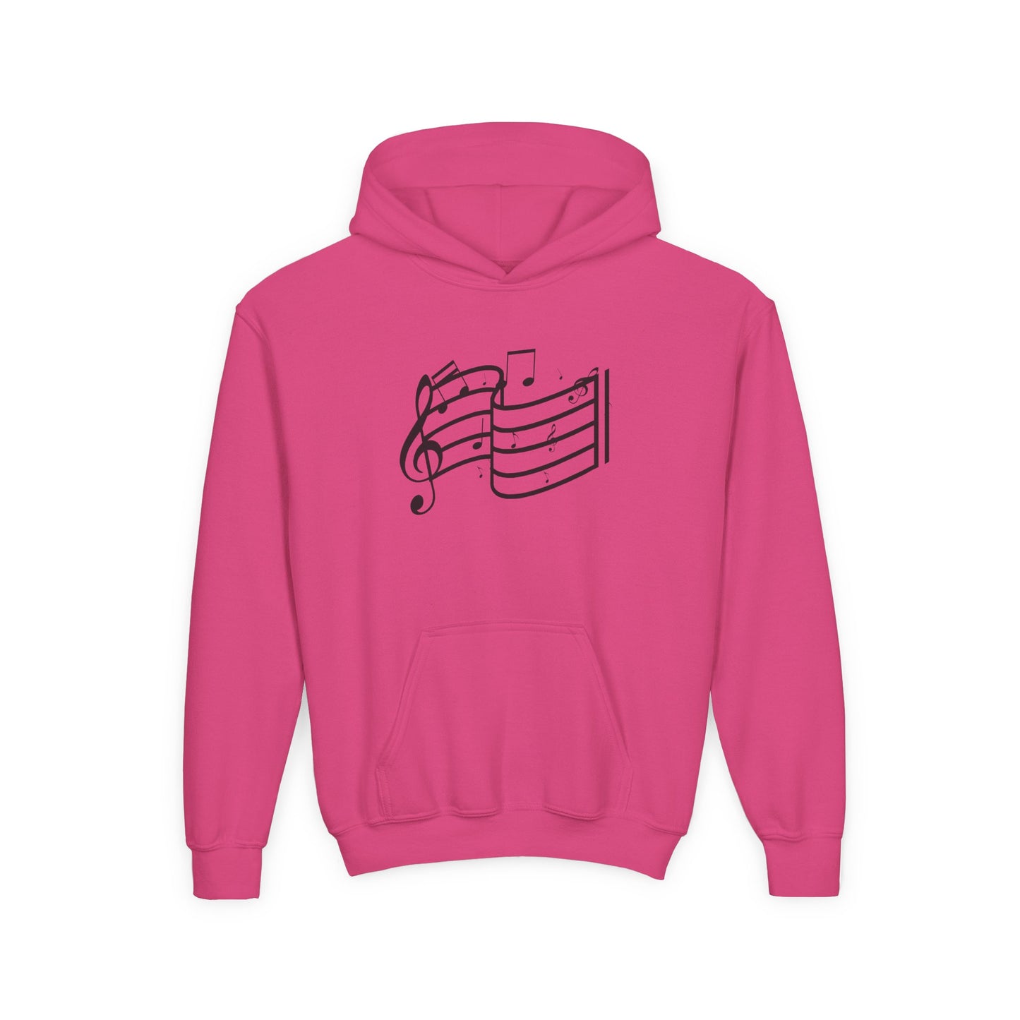 Youth Music Notes Hoodie - Treble Clef & Sheet Music Graphic