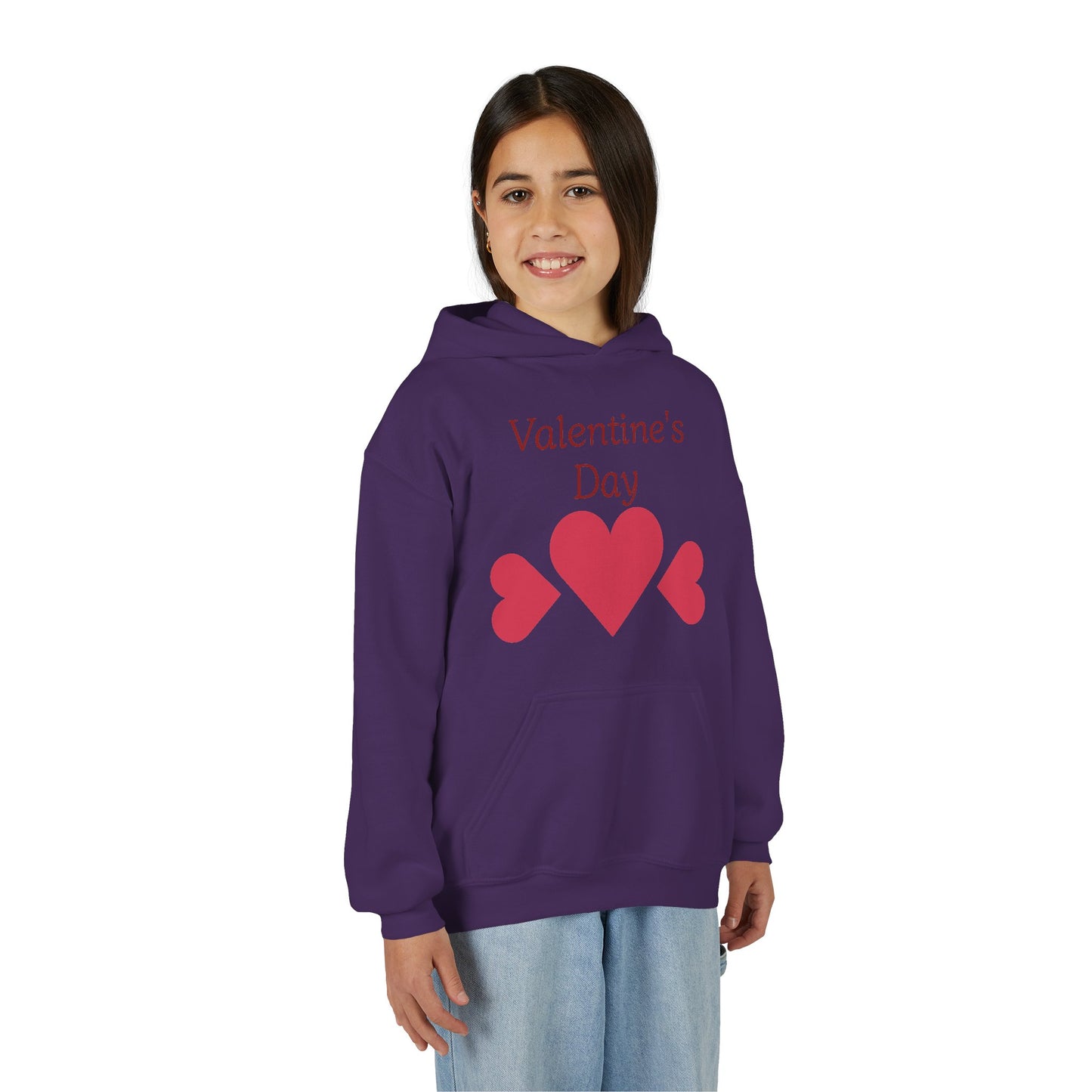 Valentine's Day Kids Hoodie - Pink Heart Trio Youth Sweatshirt