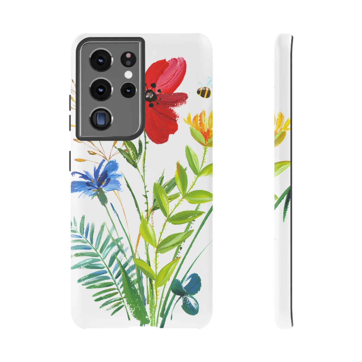 Floral Watercolor Tough Phone Case — Wildflower Bouquet Protective Cover