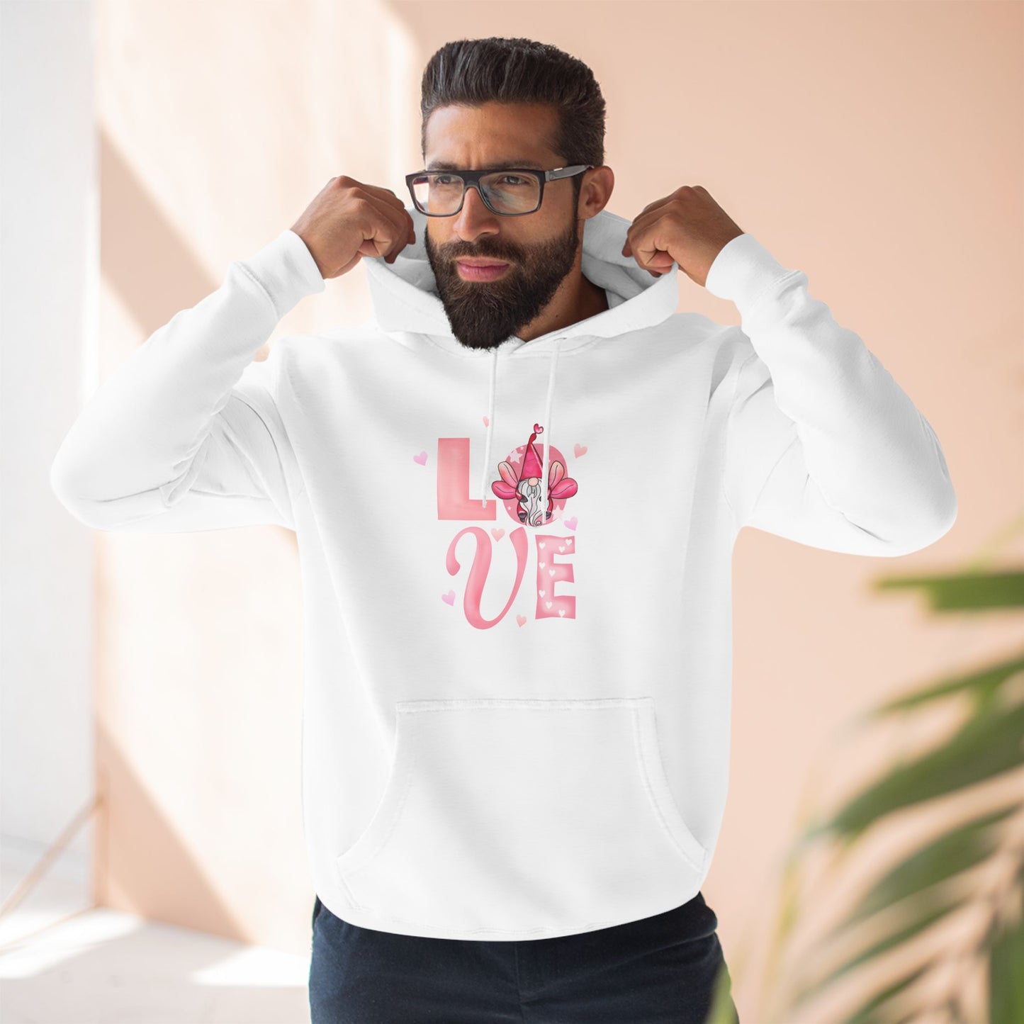 Love Blossom Hoodie — Pink Floral "LOVE" Graphic Fleece Hoodie