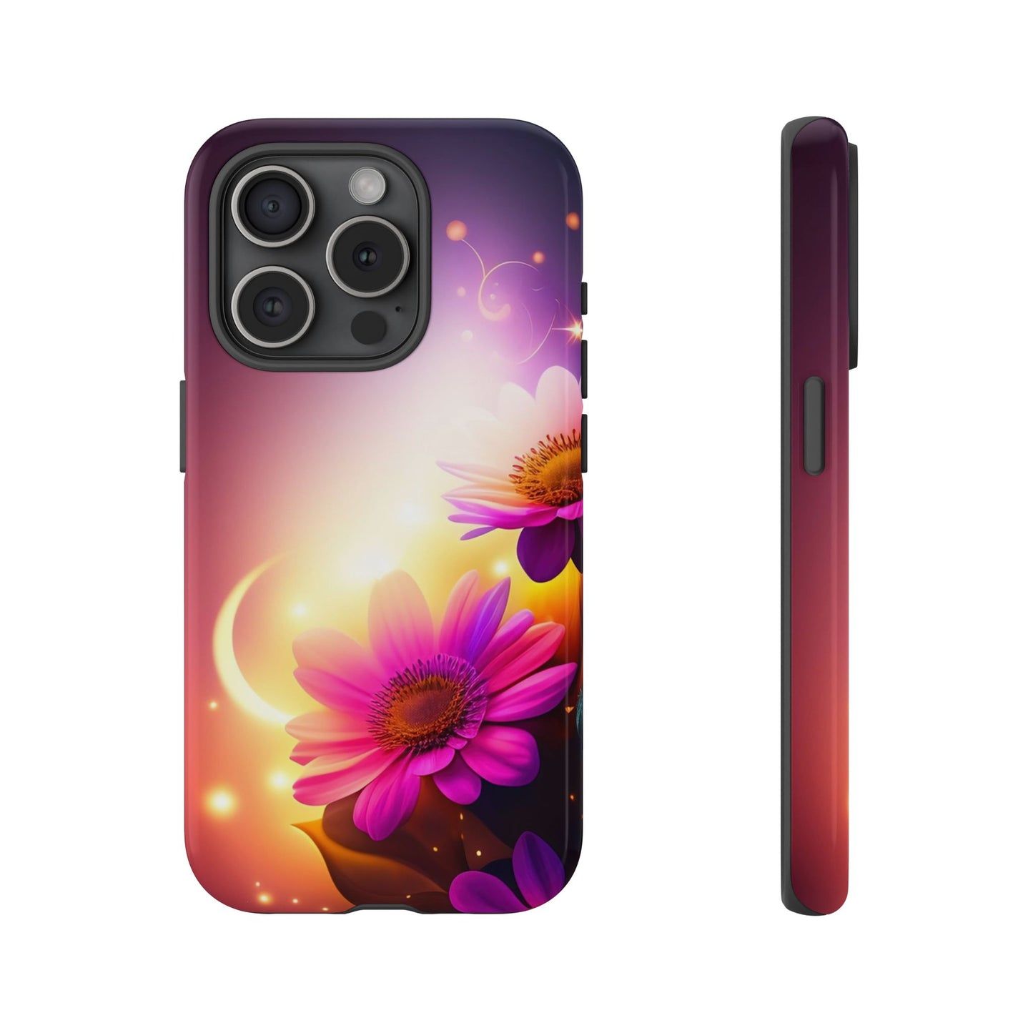Floral Moonlight Phone Case – Purple Daisy Protective Cover