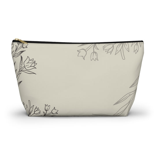 Floral Sketch Accessory Pouch — T‑Bottom Makeup & Travel Organizer