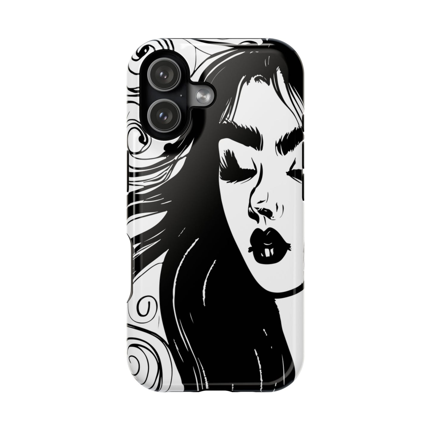 Artistic Black & White Portrait Phone Case — Magnetic Impact-Resistant