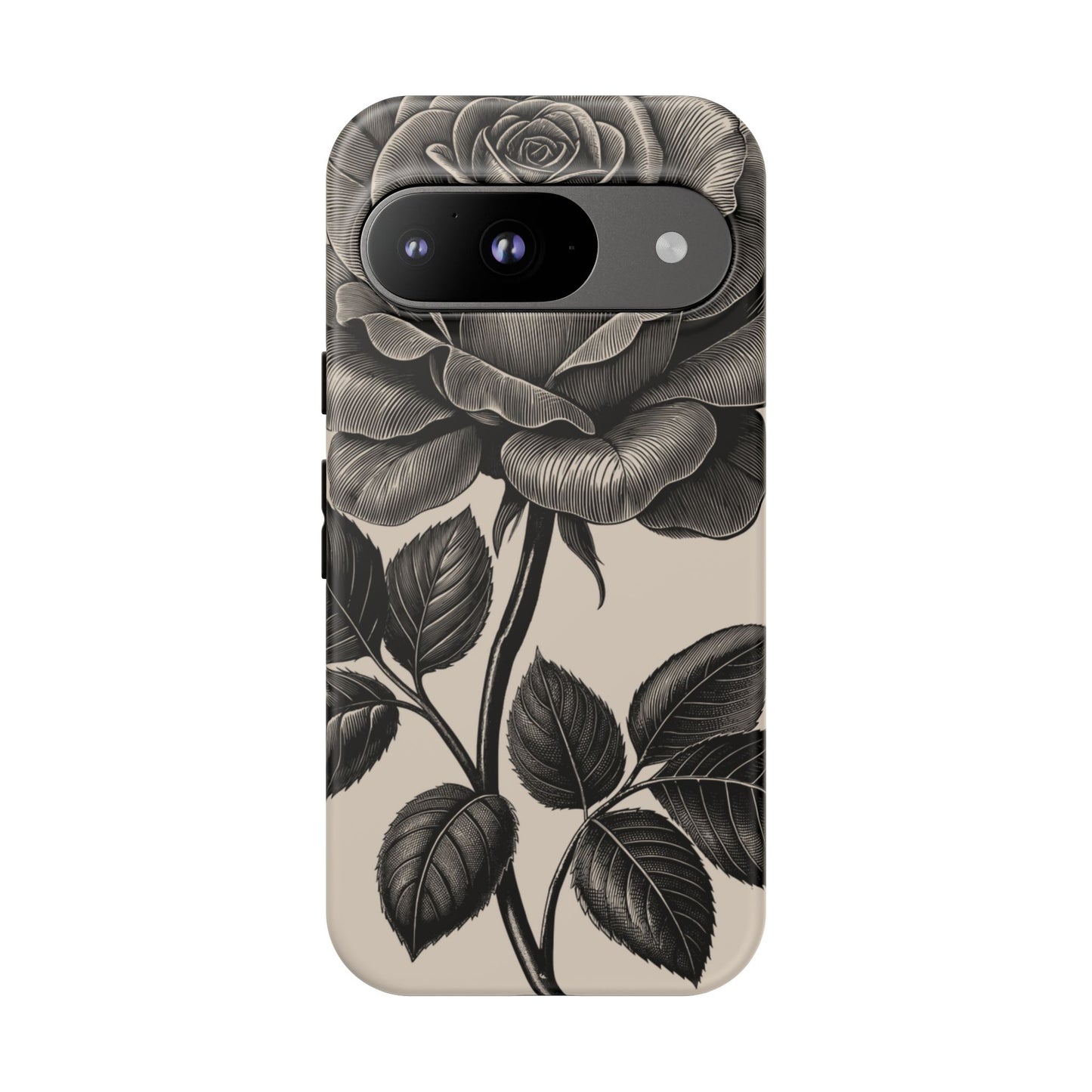 Black Rose Phone Case, Tough Cases with Floral Design, Elegant Tech Accessory, Gift for Flower Lovers, Stylish Protection