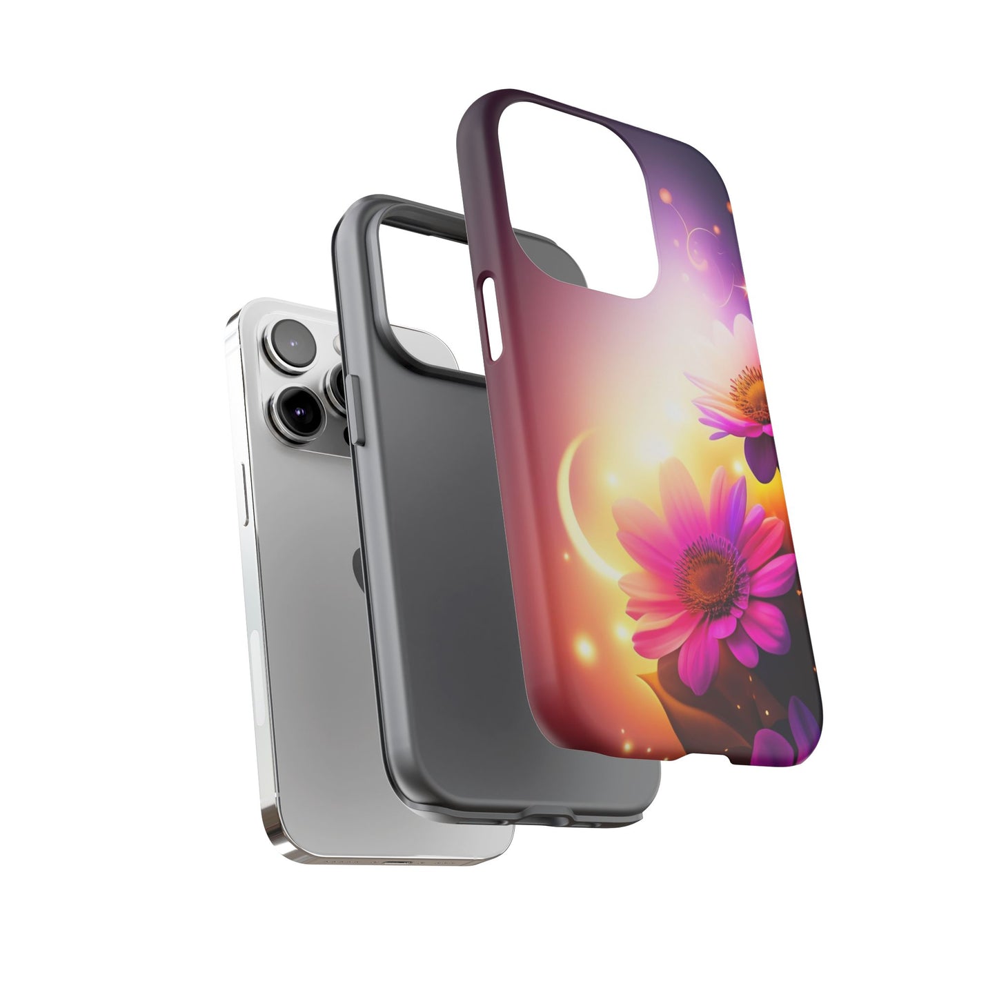 Floral Moonlight Phone Case – Purple Daisy Protective Cover