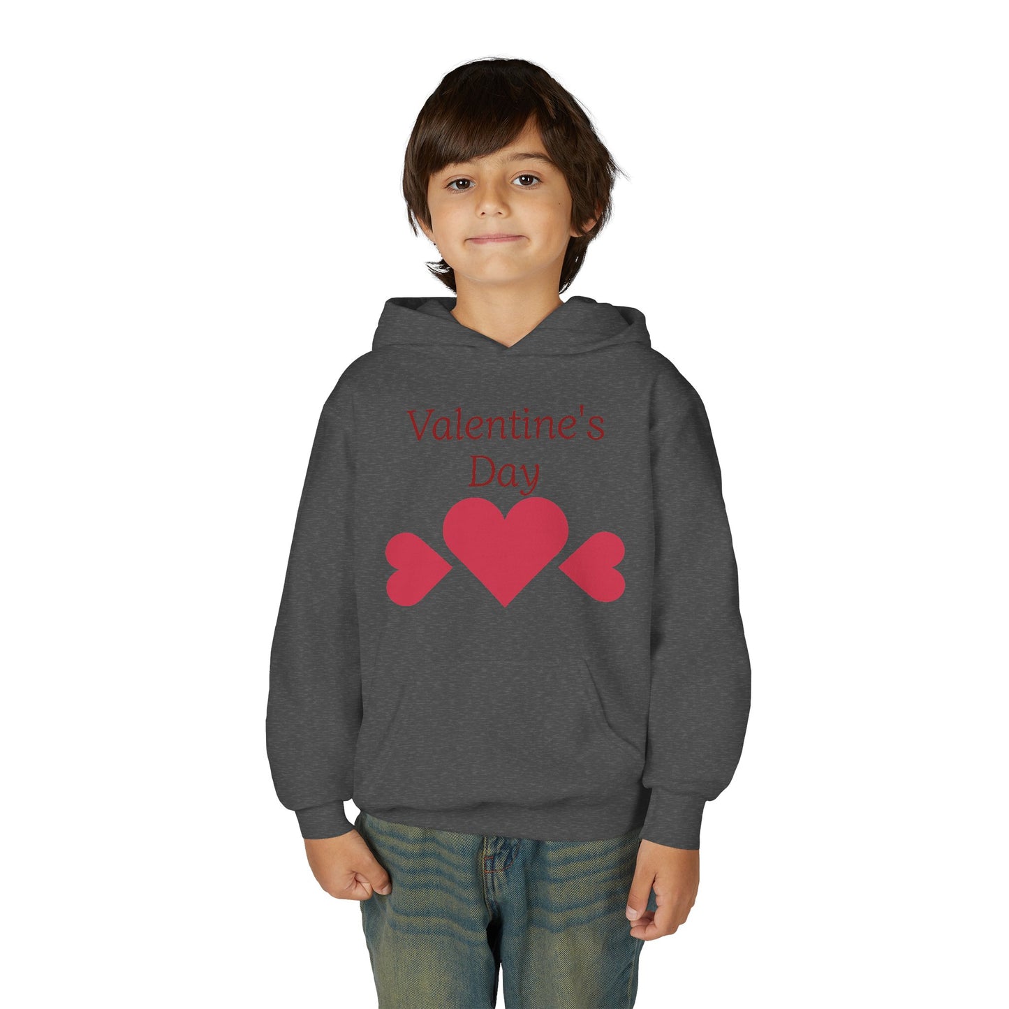 Valentine's Day Kids Hoodie - Pink Heart Trio Youth Sweatshirt