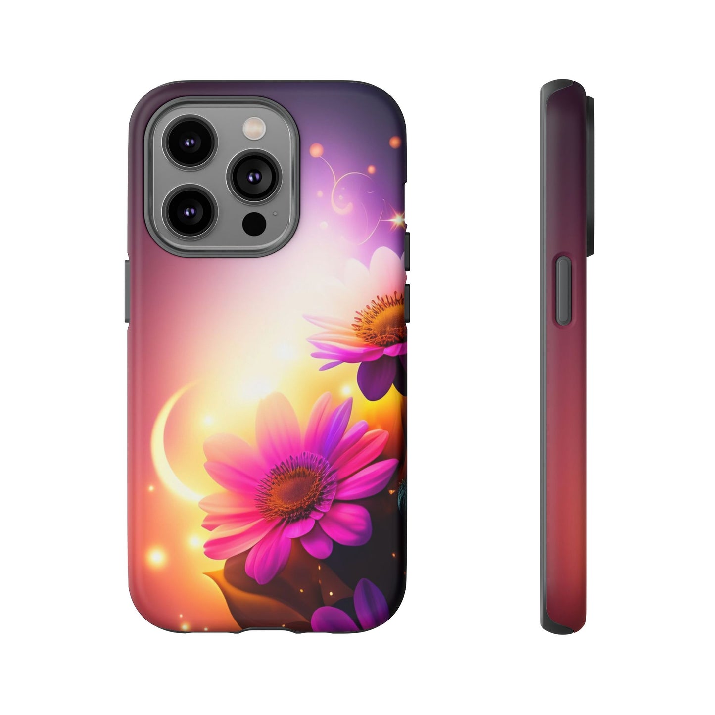 Floral Moonlight Phone Case – Purple Daisy Protective Cover