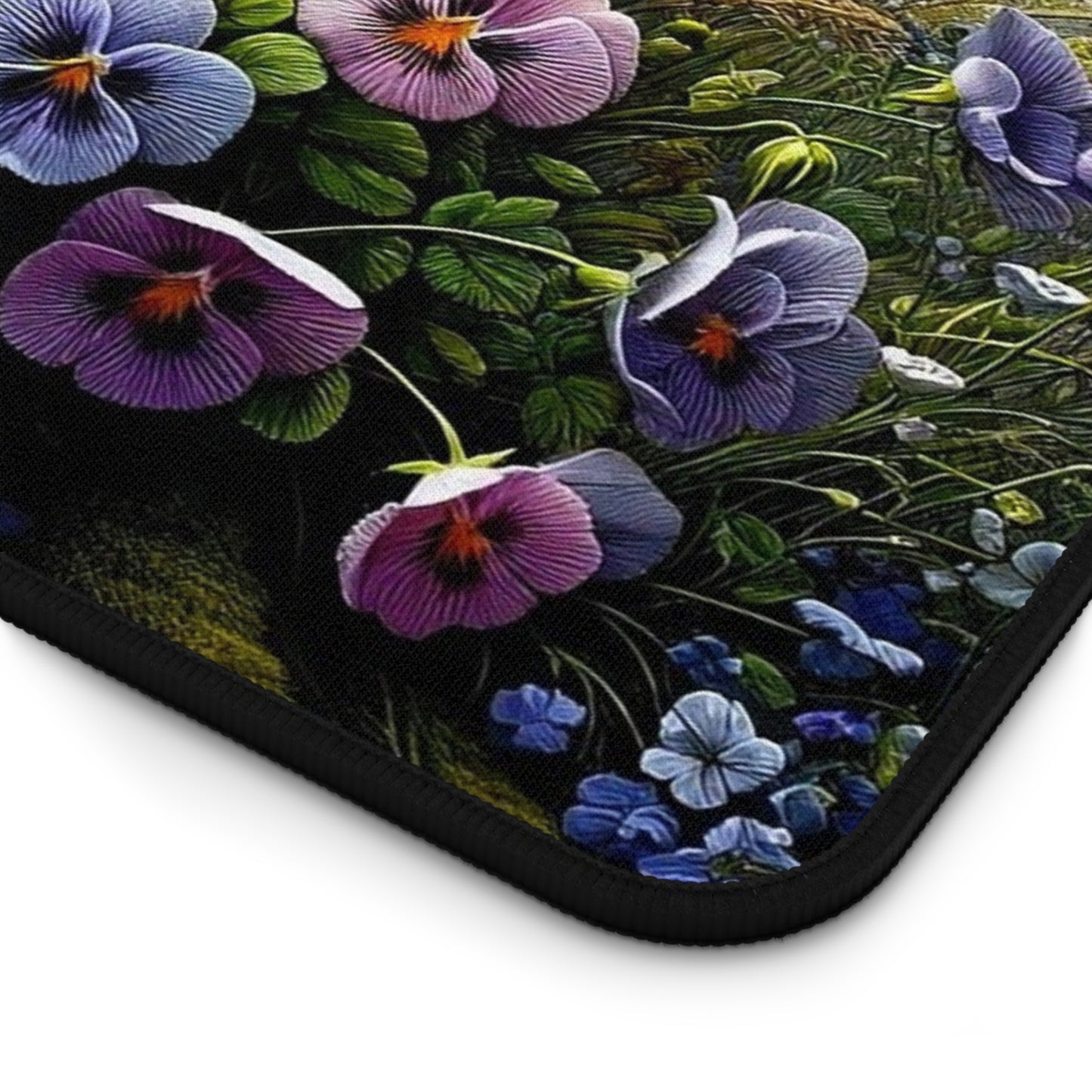 Floral Cottage Desk Mat — Vintage Pansies & Rose Desk Pad