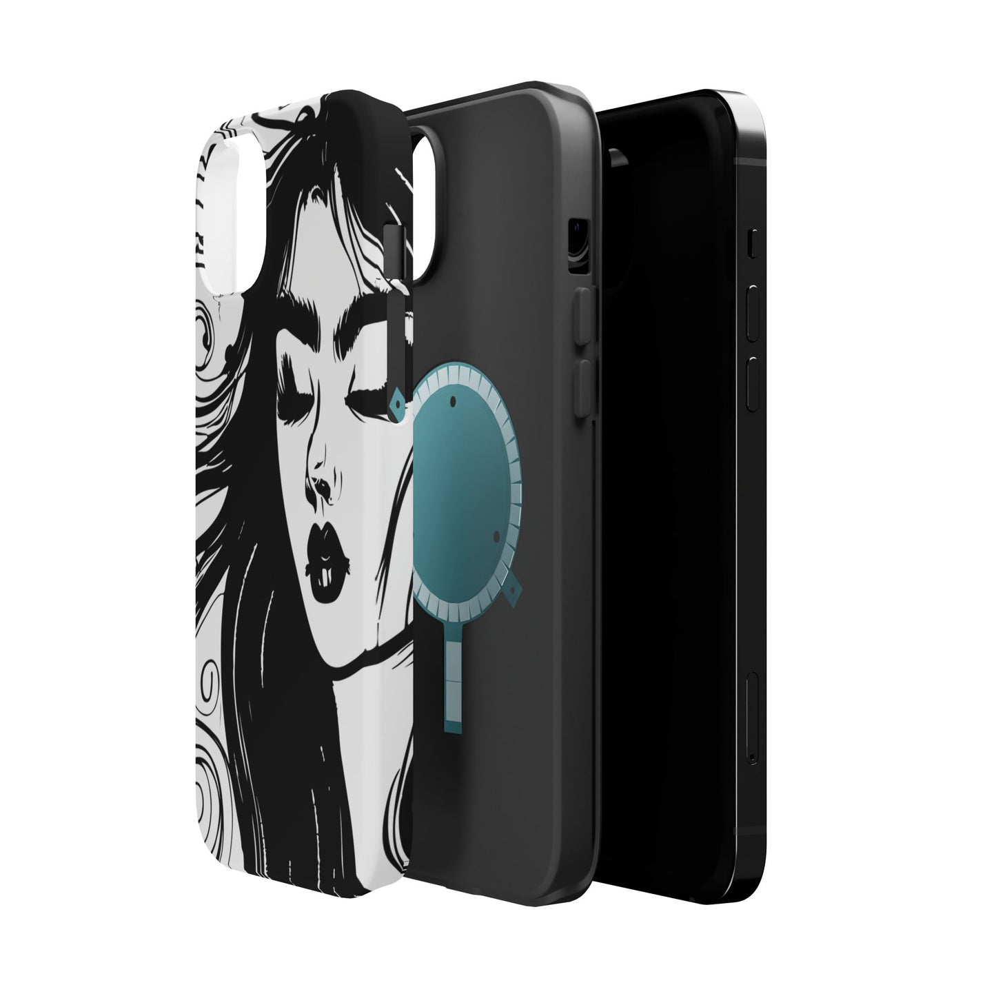 Artistic Black & White Portrait Phone Case — Magnetic Impact-Resistant