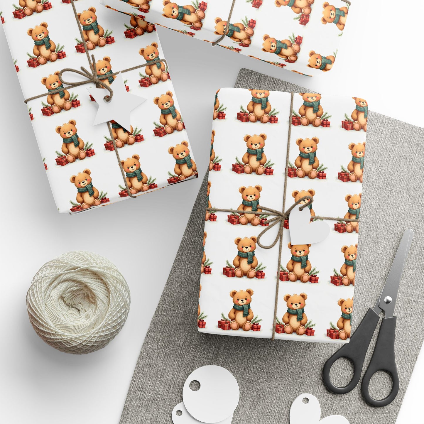 Christmas Teddy Bear Wrapping Paper Roll — Cute Holiday Gift Wrap