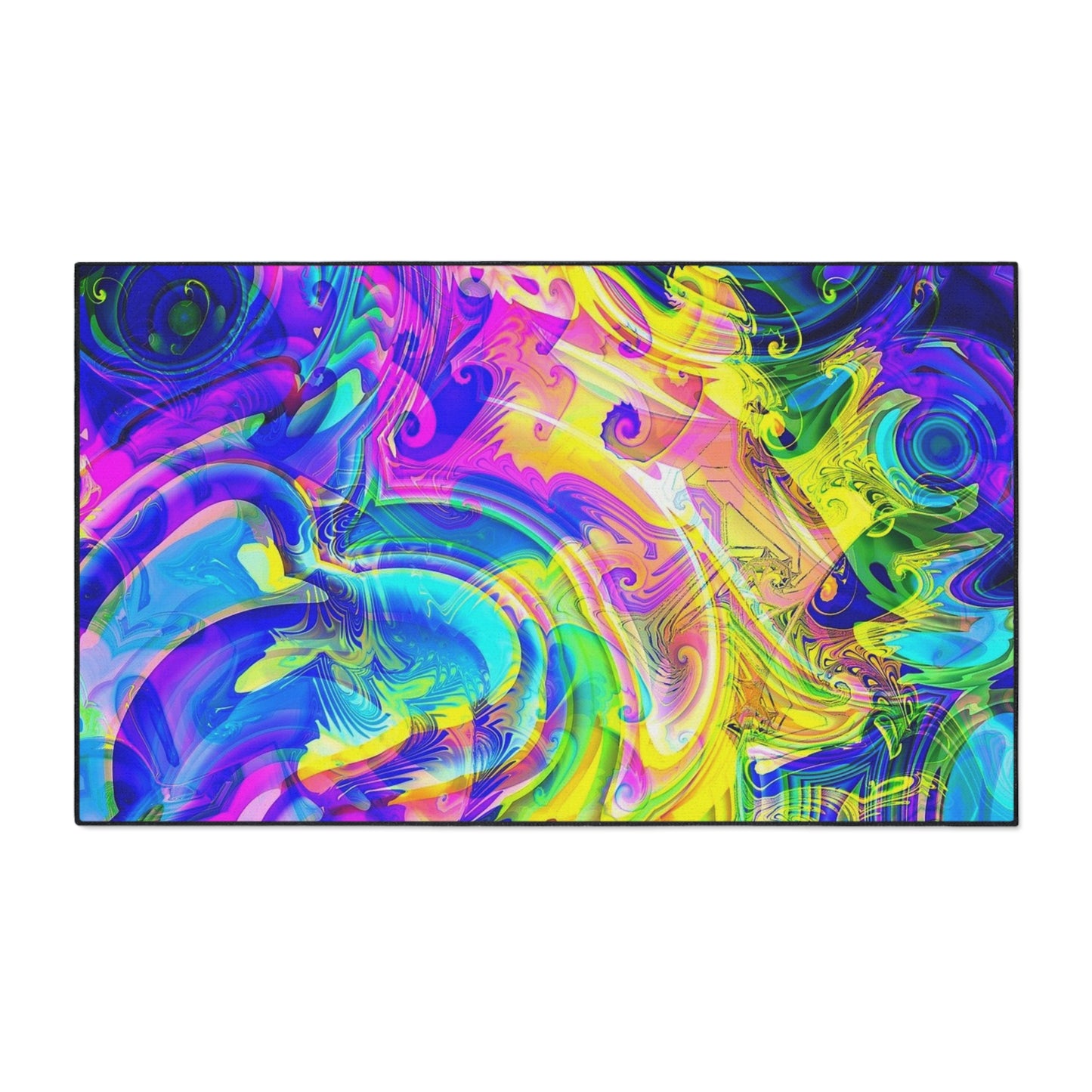 Psychedelic Swirl Heavy Duty Floor Mat — Vivid Abstract Doormat for Entryway & Home