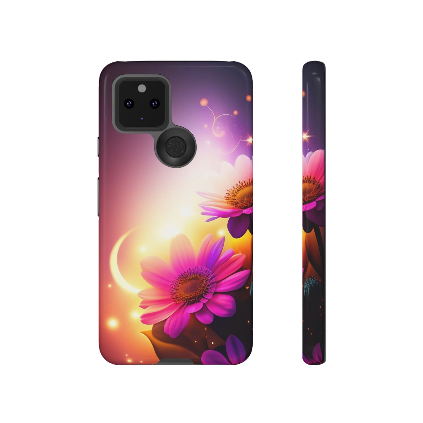 Floral Moonlight Phone Case – Purple Daisy Protective Cover