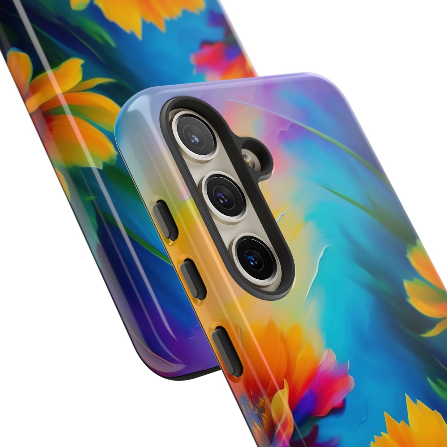 Floral Sunset Tough Phone Case — Vibrant Watercolor Flowers Protective Cover