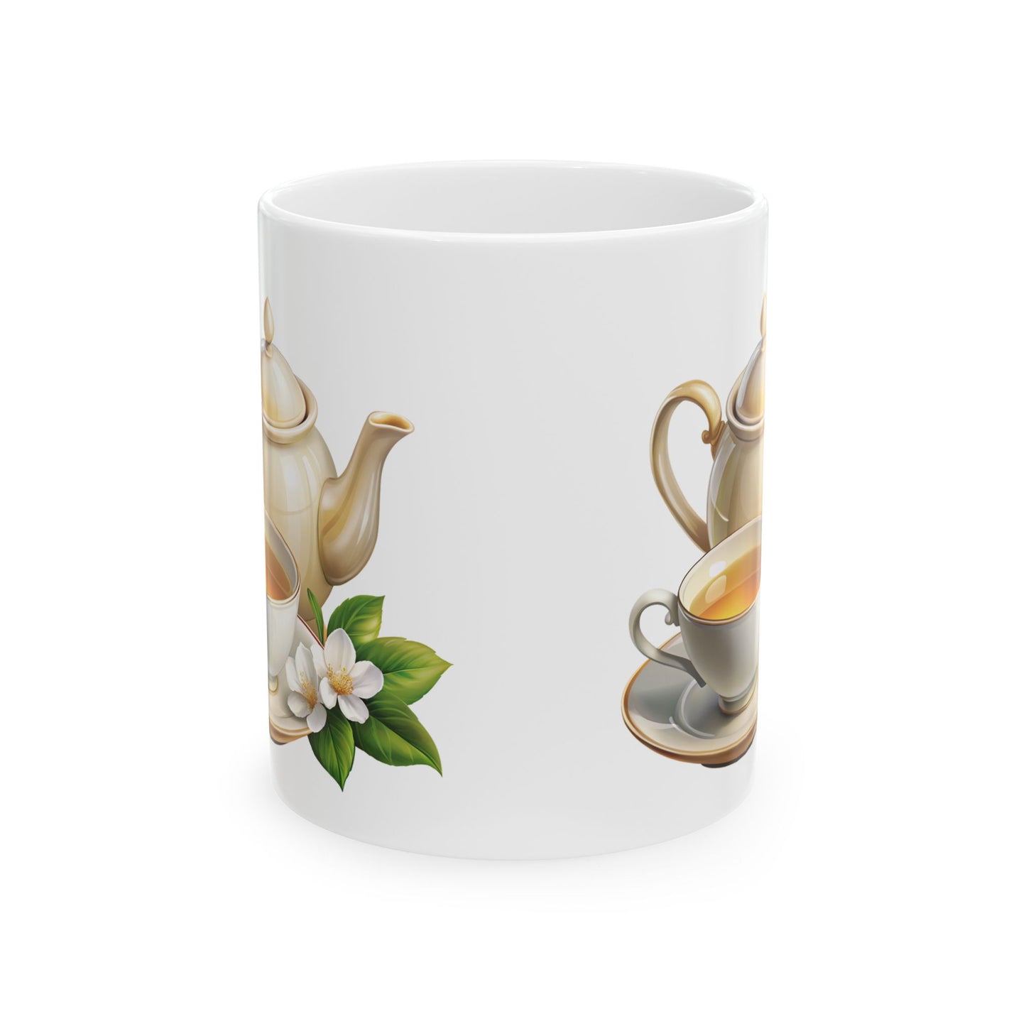 Elegant Tea-Themed Ceramic Mug, Perfect Gift for Tea Lovers, Home Decor, Mother's Day, Gift for Her, Cozy Mornings, Kitchenware