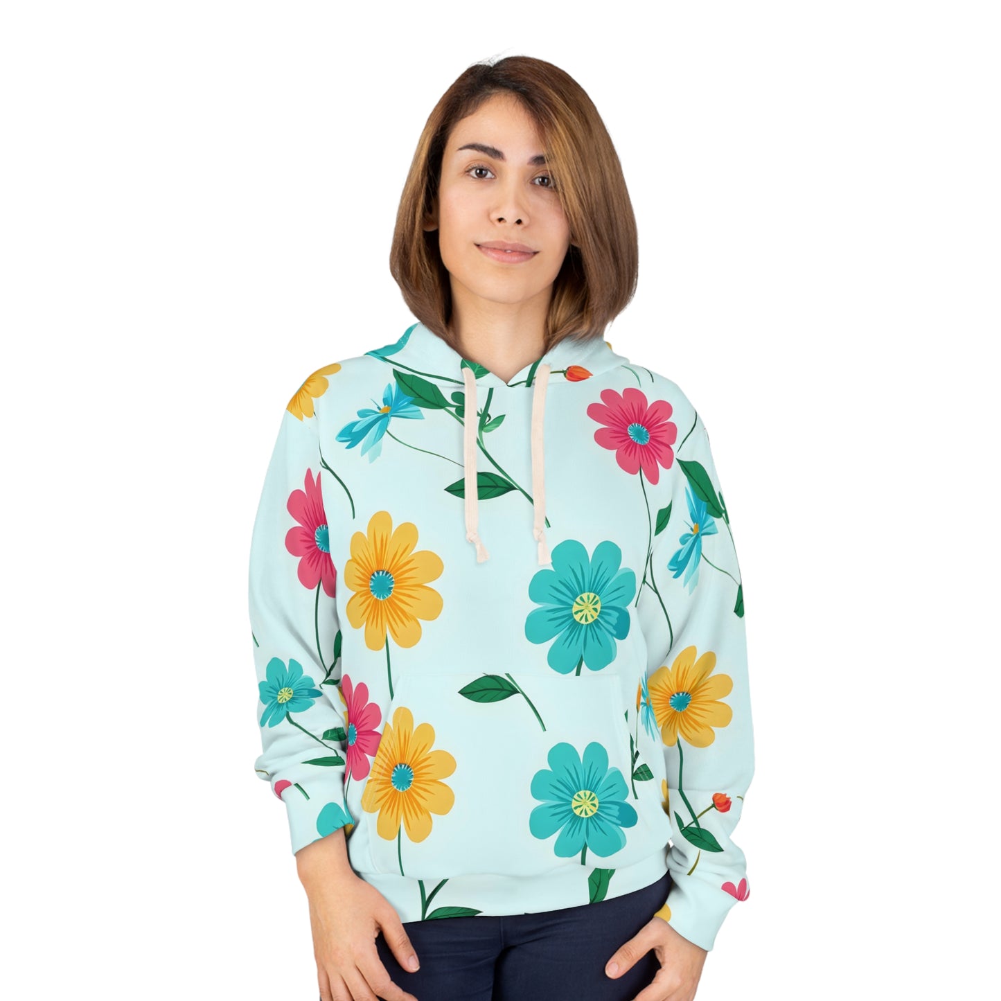Floral Spring Hoodie — Pastel Daisy All-Over Print