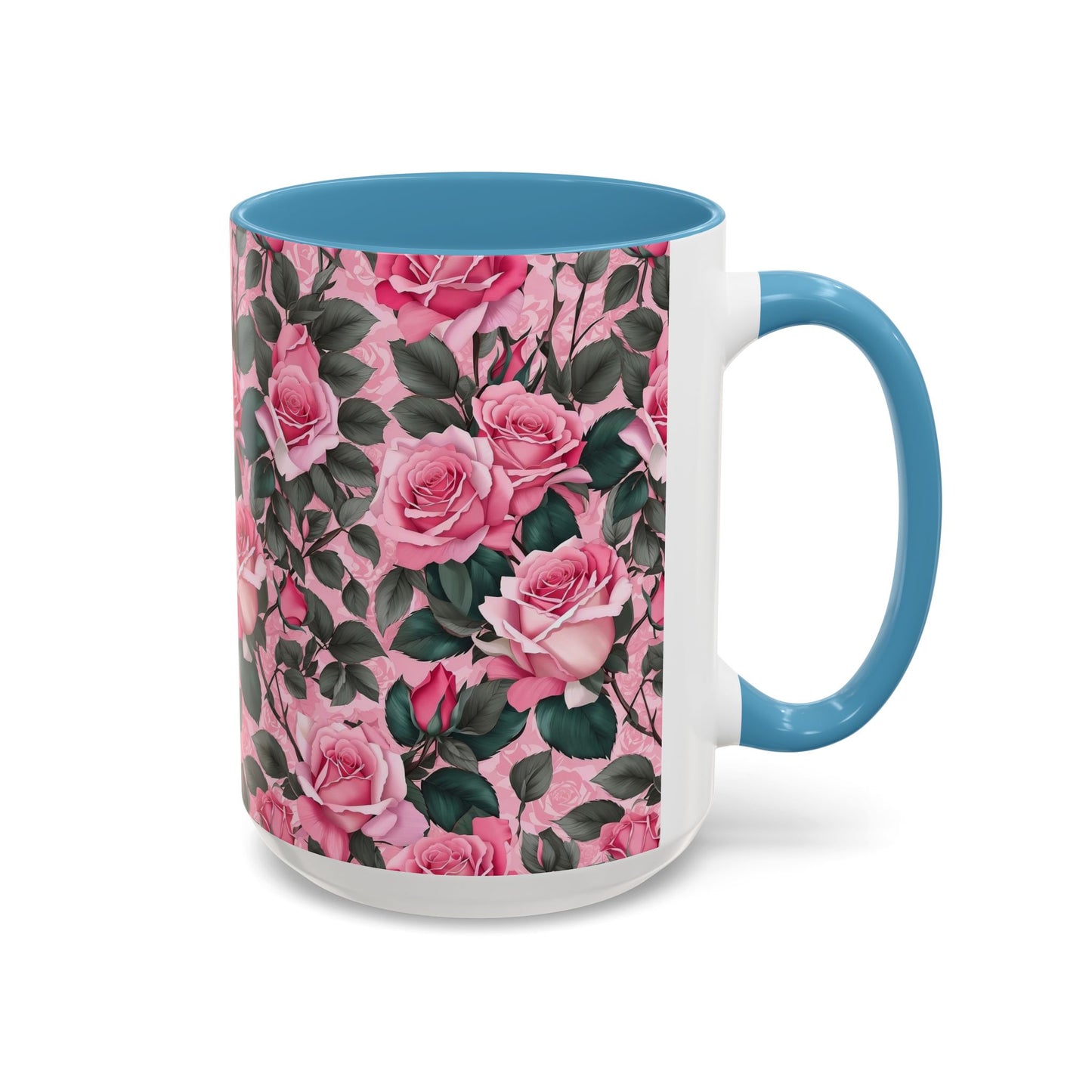 Floral Accent Coffee Mug, Pink Rose Mug, Gift for Her, Tea Cup, Mother's Day Present, Home Decor, Kitchen Essentials