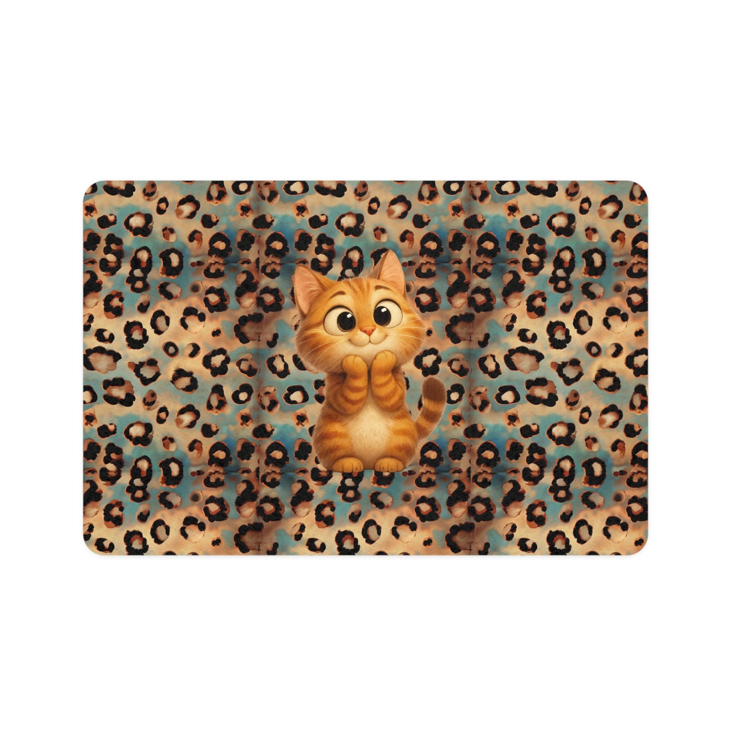 Leopard Print Pet Food Mat (12x18) — Stylish Non-Slip Feeding Placemat for Cats & Small Dogs