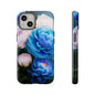 Floral Blue Peony Phone Case — Protective Tough Case with Pink & Blue Blooms