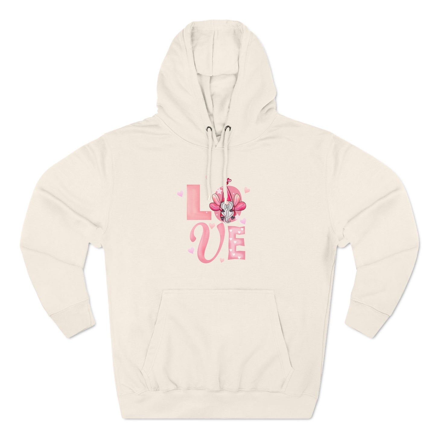 Love Blossom Hoodie — Pink Floral "LOVE" Graphic Fleece Hoodie