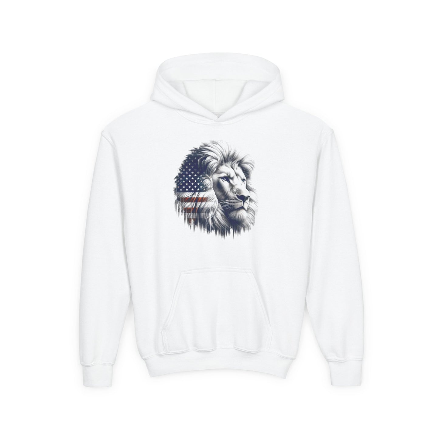 American Flag Lion Hoodie | Patriotic Lion Graphic Youth Sweatshirt