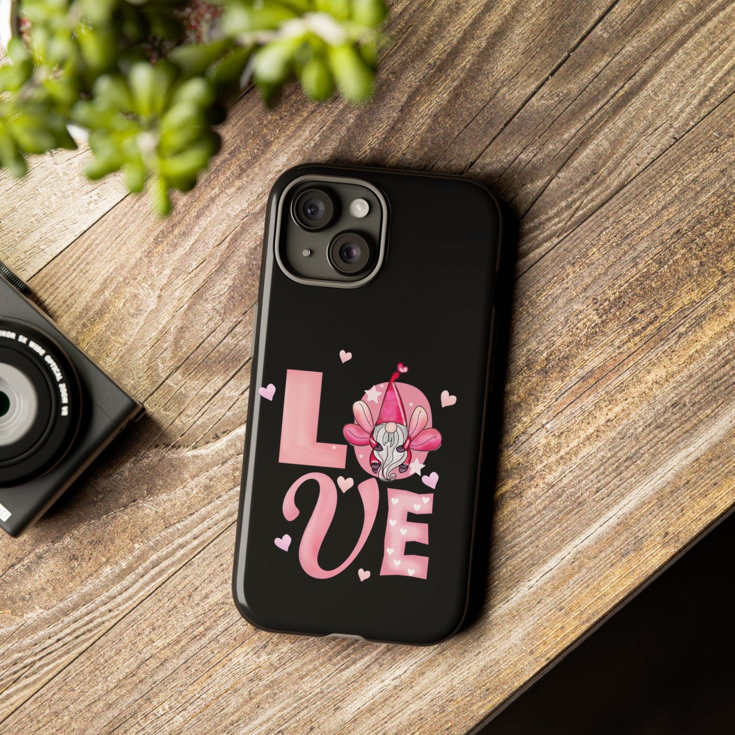 Love Gnome Phone Case — Cute Pink Heart Valentines Protective Case