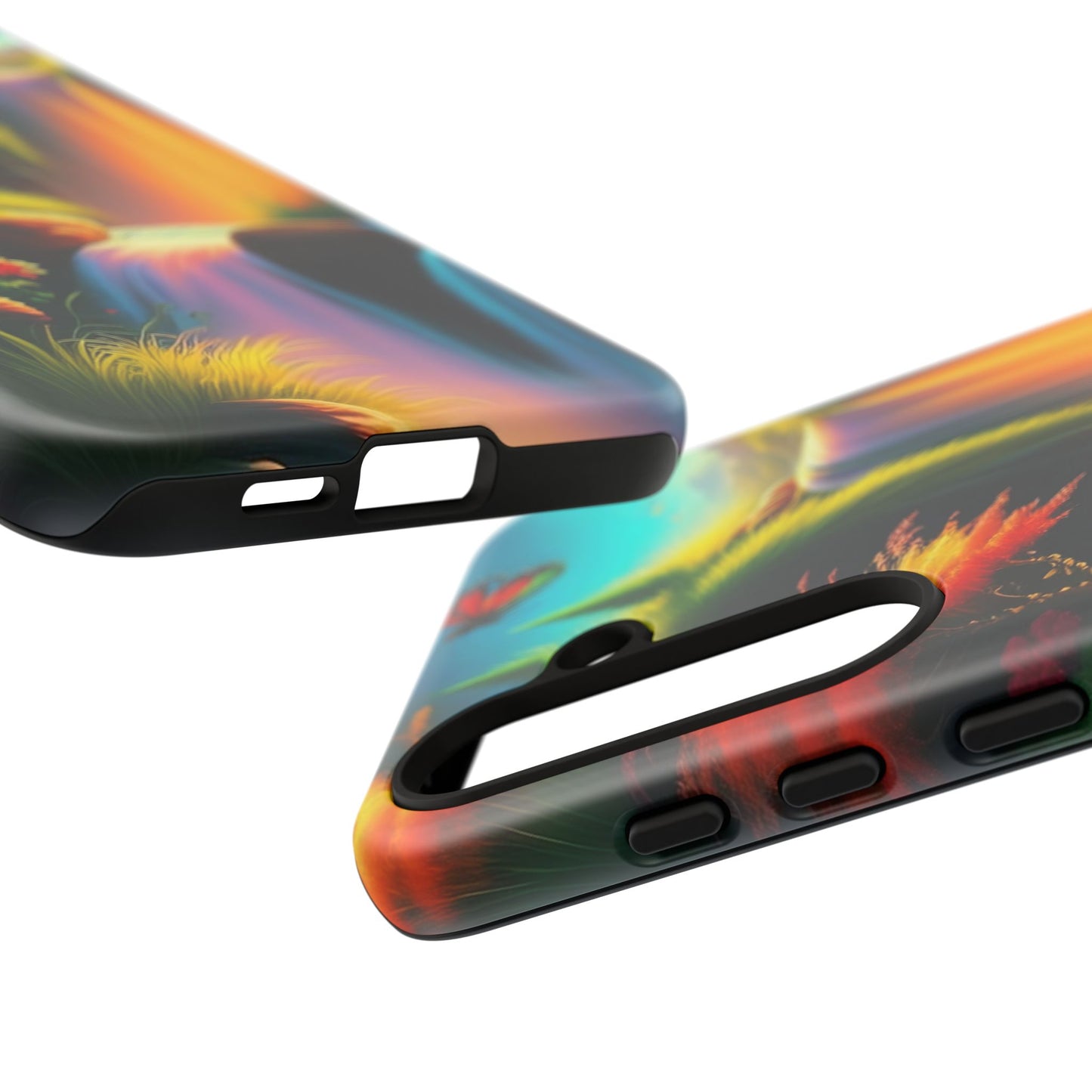 Phone Case - Vibrant Waterfall Landscape with Butterfly | Colorful Nature Protective Case