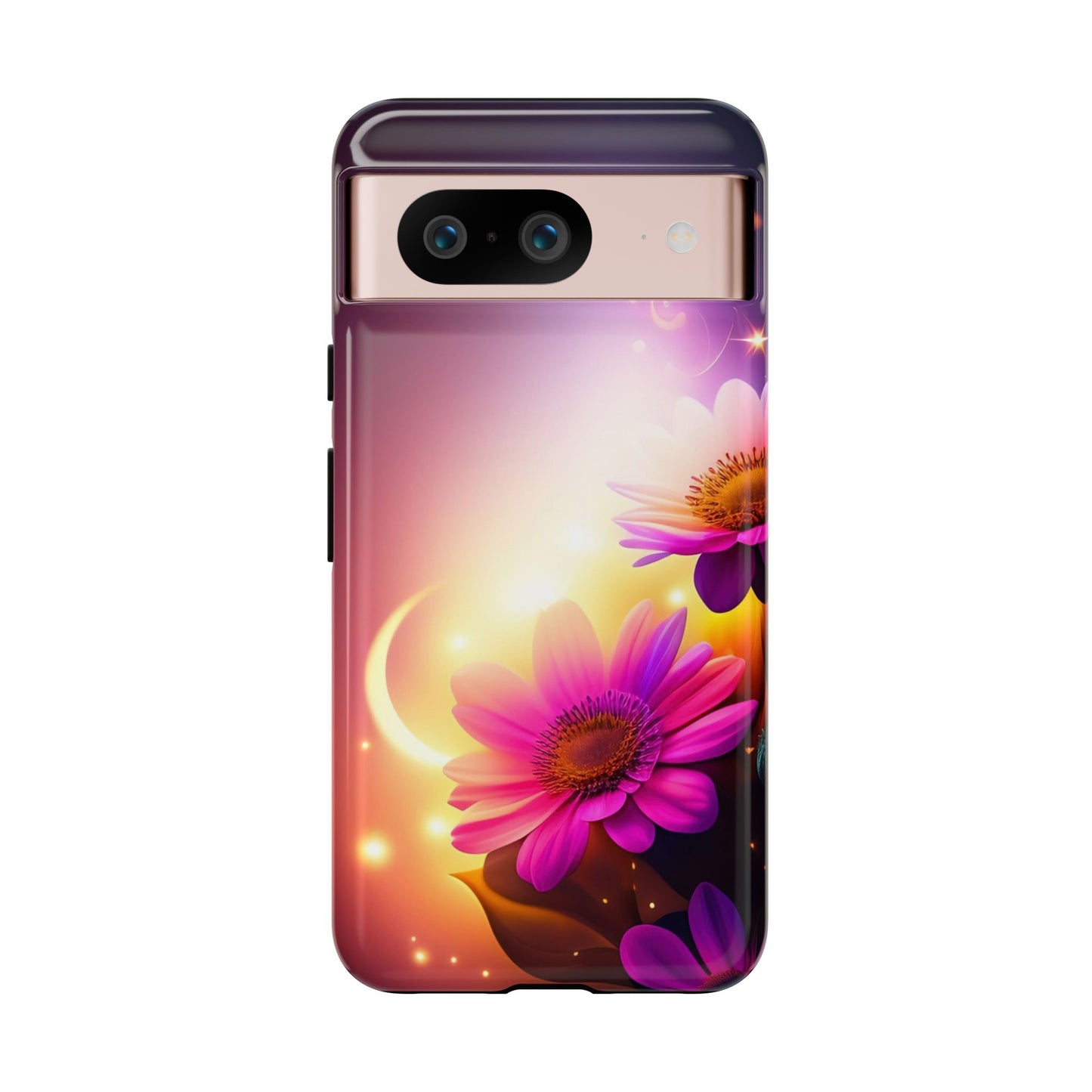 Floral Moonlight Phone Case – Purple Daisy Protective Cover