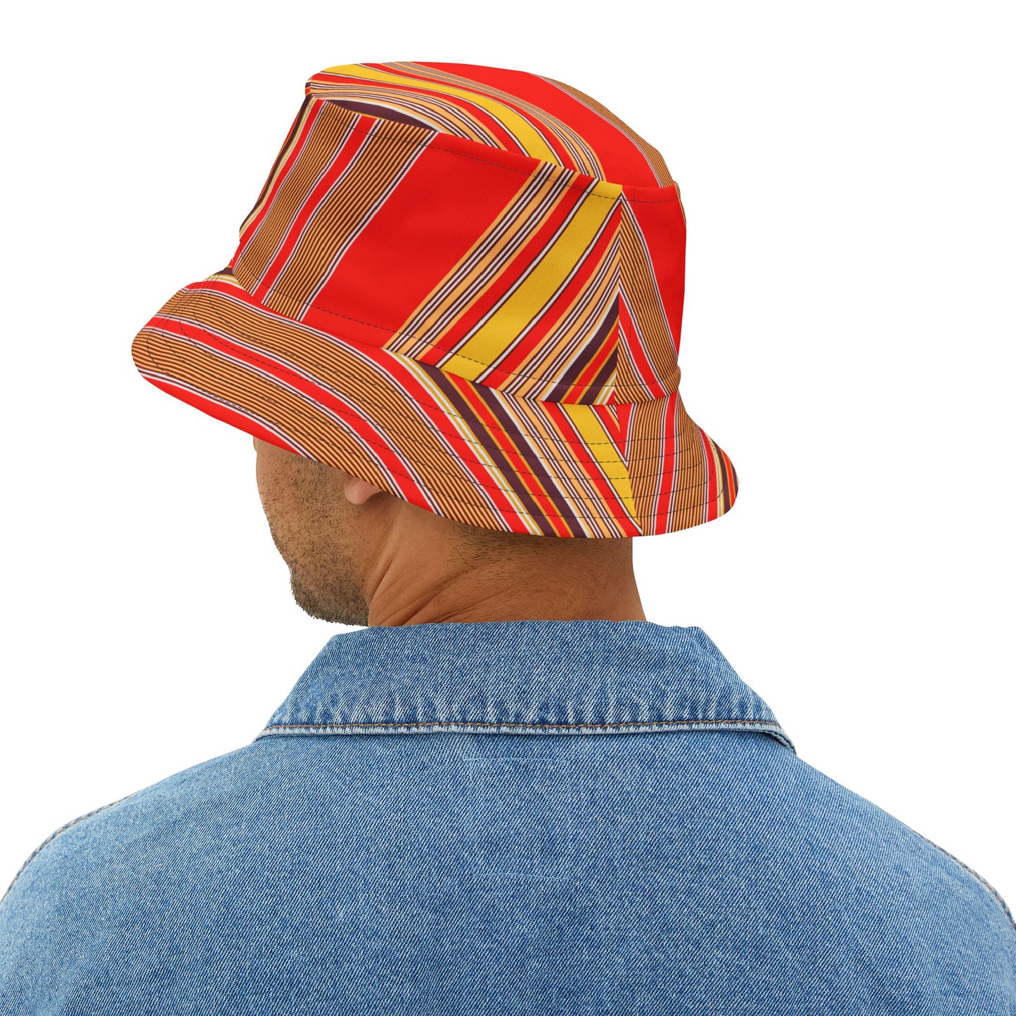 Red Stripe Pattern Bucket Hat — Vibrant Summer Sun Hat