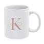 14oz White Ceramic Mug with Handle - Letter K