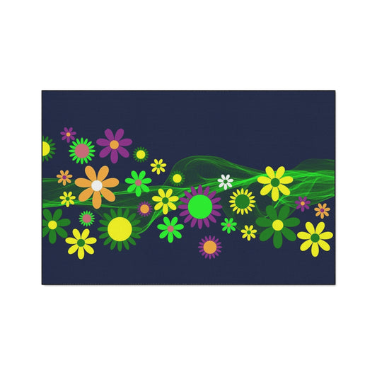 Floral Neon Wave Floor Mat — Heavy-Duty Non-Slip Entry Rug