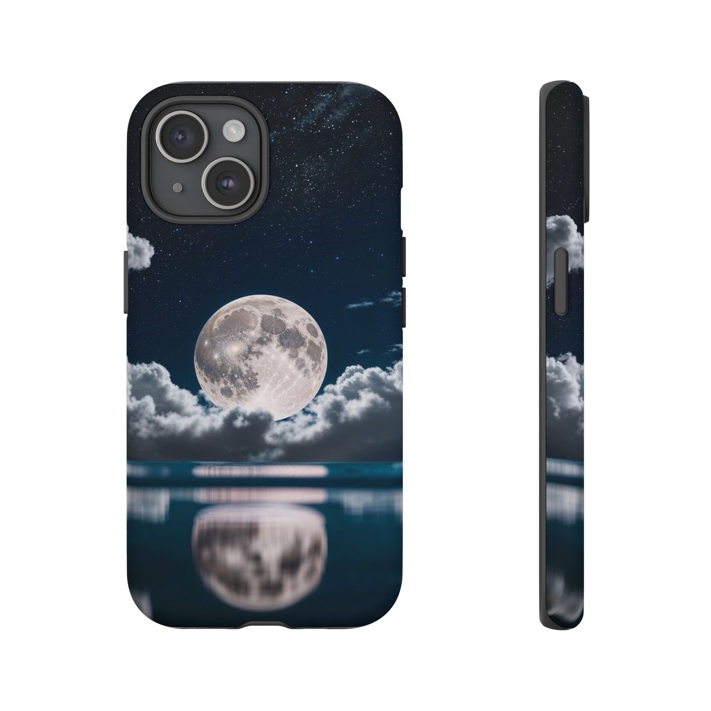 Moonlit Reflection Phone Case — Night Sky Moon & Clouds Tough Case
