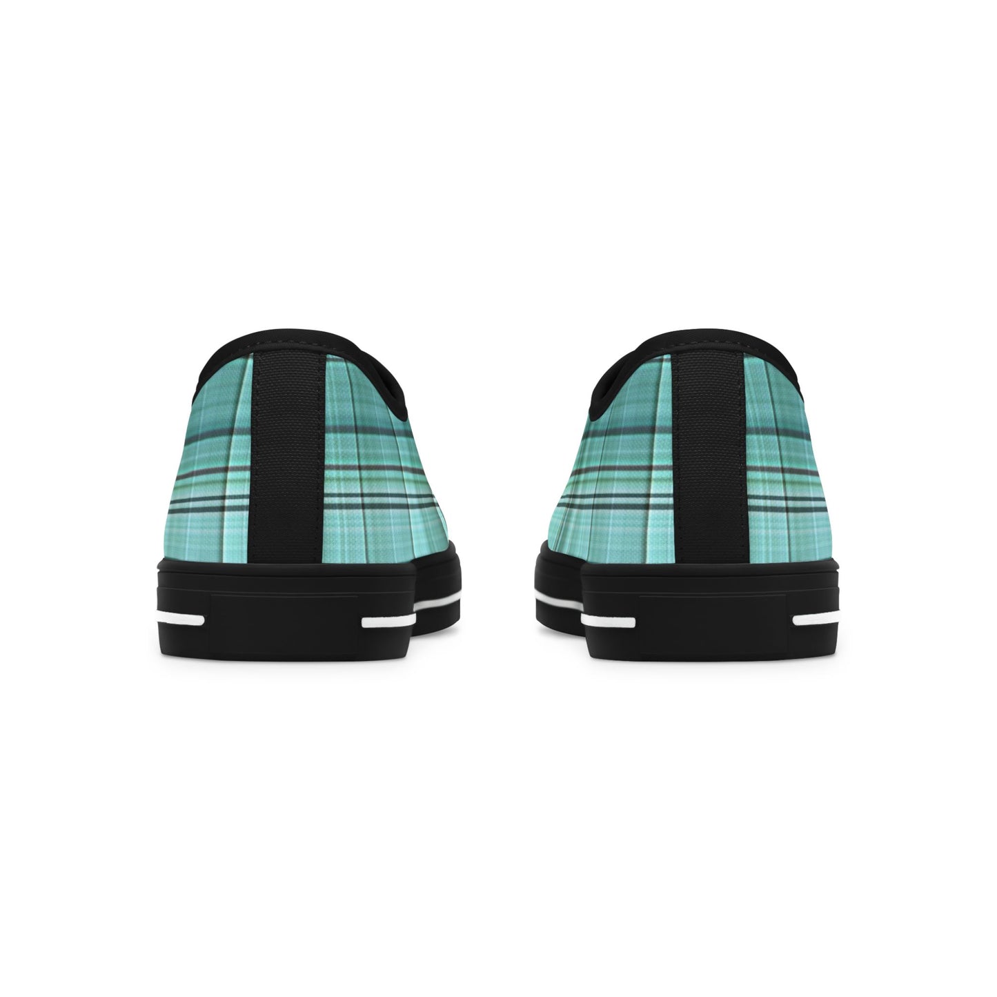 Teal Plaid Women's Low Top Sneakers — Casual Retro Style for Everyday Wear
