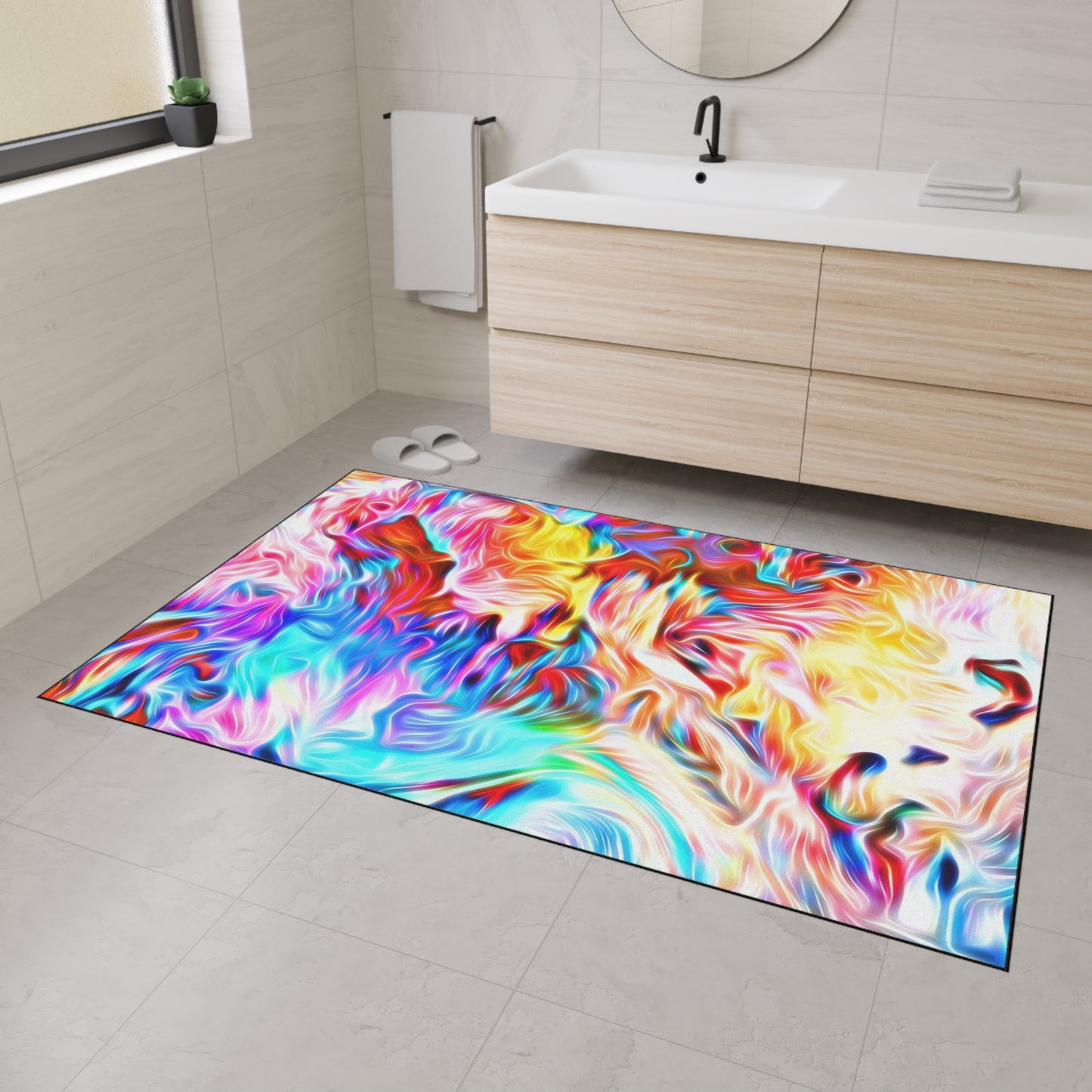 Abstract Swirl Heavy-Duty Floor Mat — Vibrant Colorful Entryway Rug