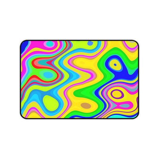 Psychedelic Swirl Desk Mat — Bright Retro Abstract Mouse Pad