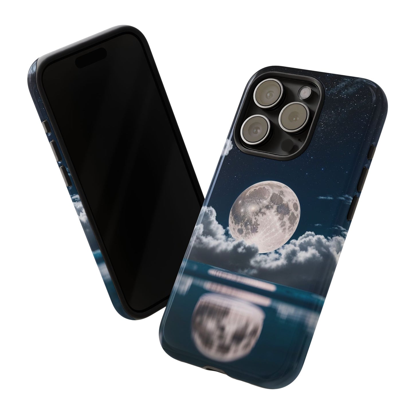 Moonlit Reflection Phone Case — Night Sky Moon & Clouds Tough Case