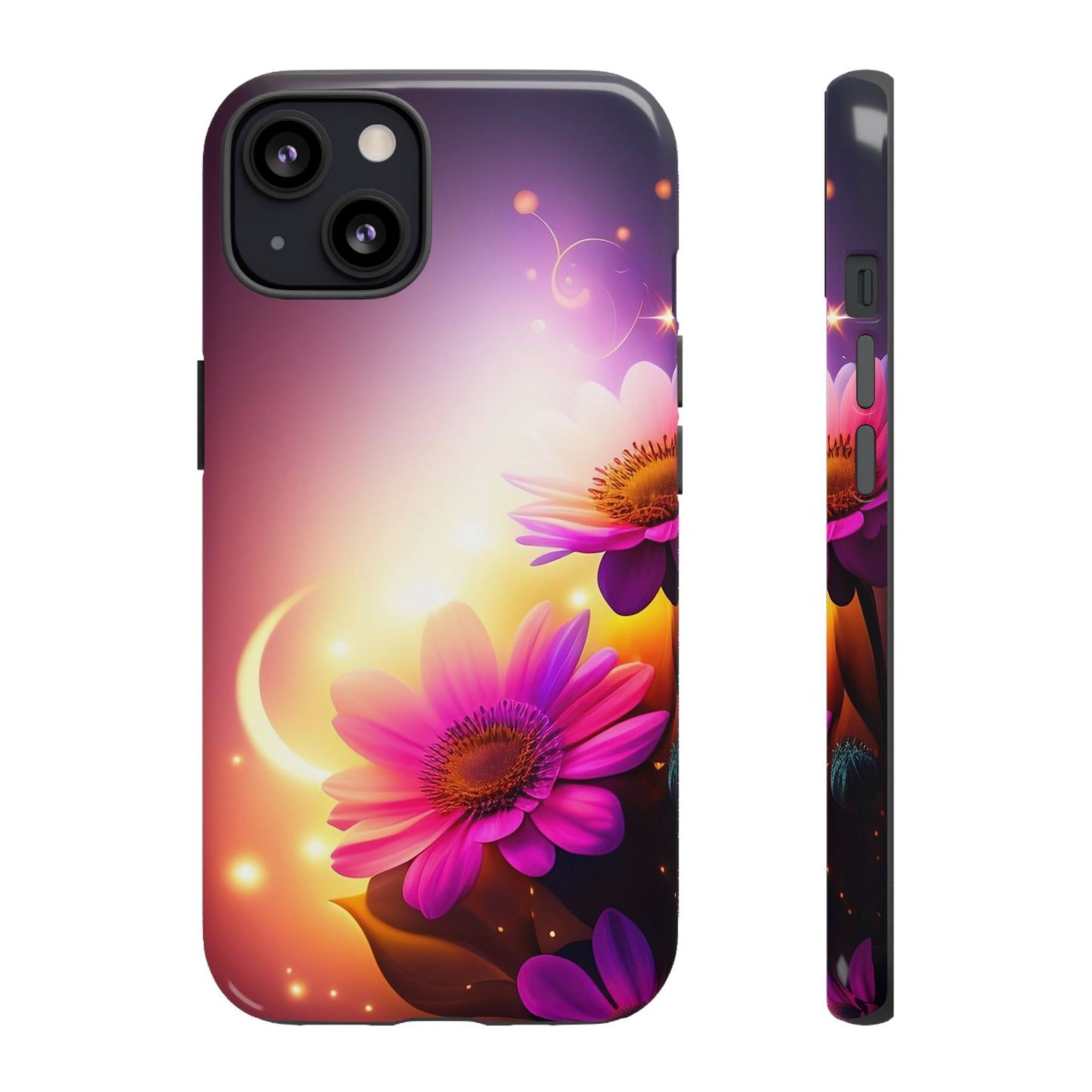 Floral Moonlight Phone Case – Purple Daisy Protective Cover